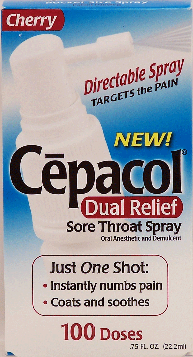 Cepacol Dual Relief sore throat spray, oral anesthetic and demulcent, 100 doses, cherry flavor Full-Size Picture